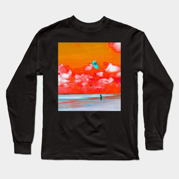 Lonely Kite Beach No. 6 Long Sleeve T-Shirt by asanaworld